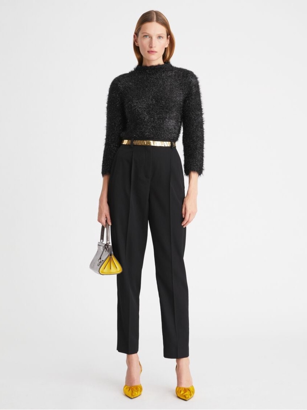 Tory Burch Black Fuzzy Crewneck Sweater - Picture 8 of 11